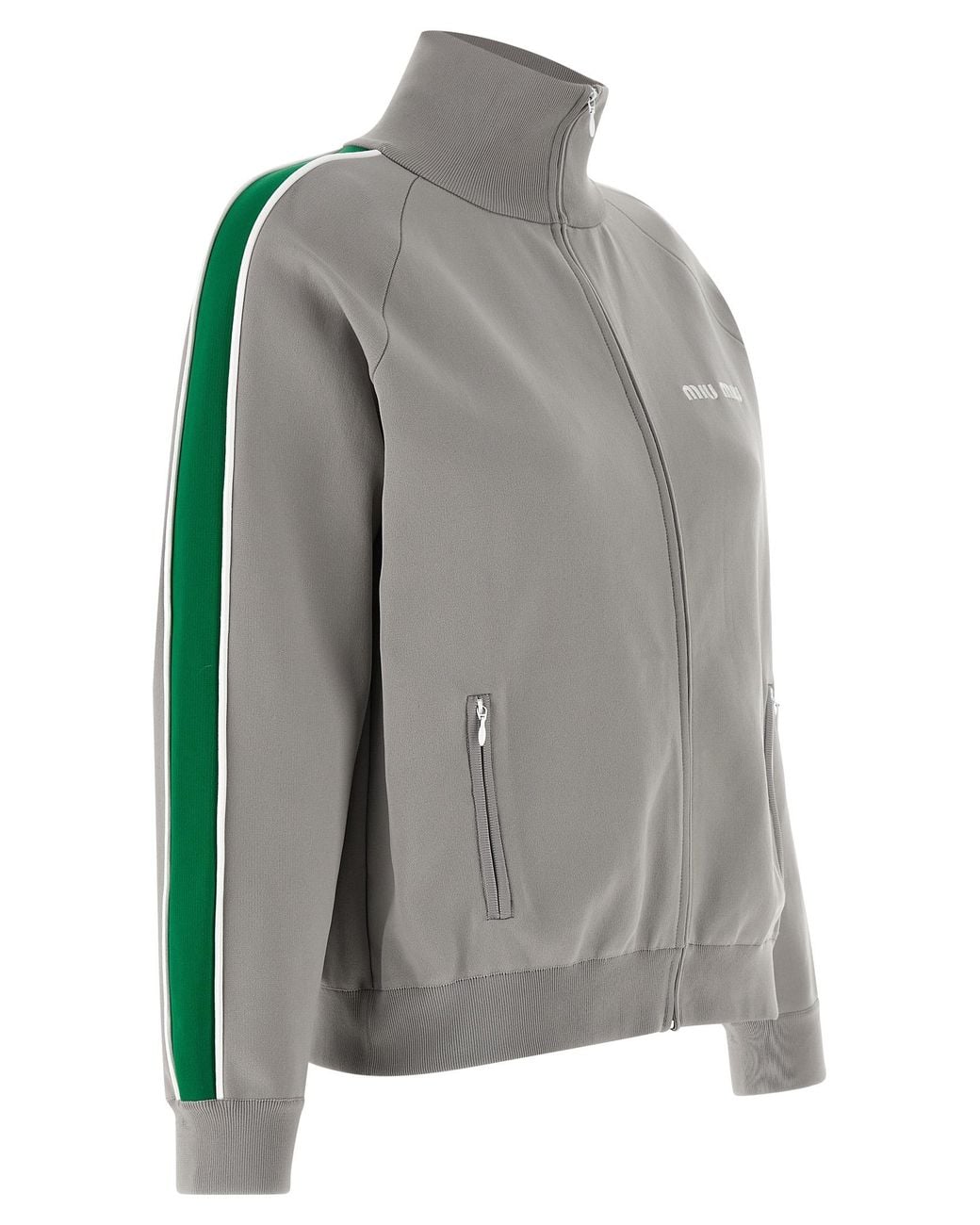 Miu Miu Gray Logo Embroidery Sweatshirt