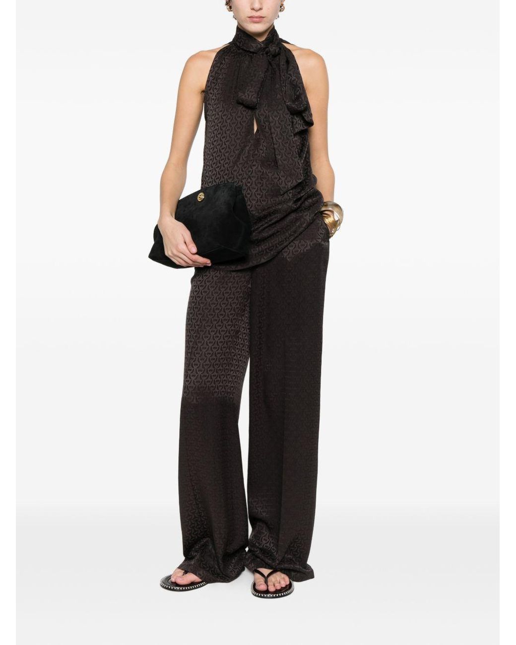 Gucci Brown Horsebit Silk Pants