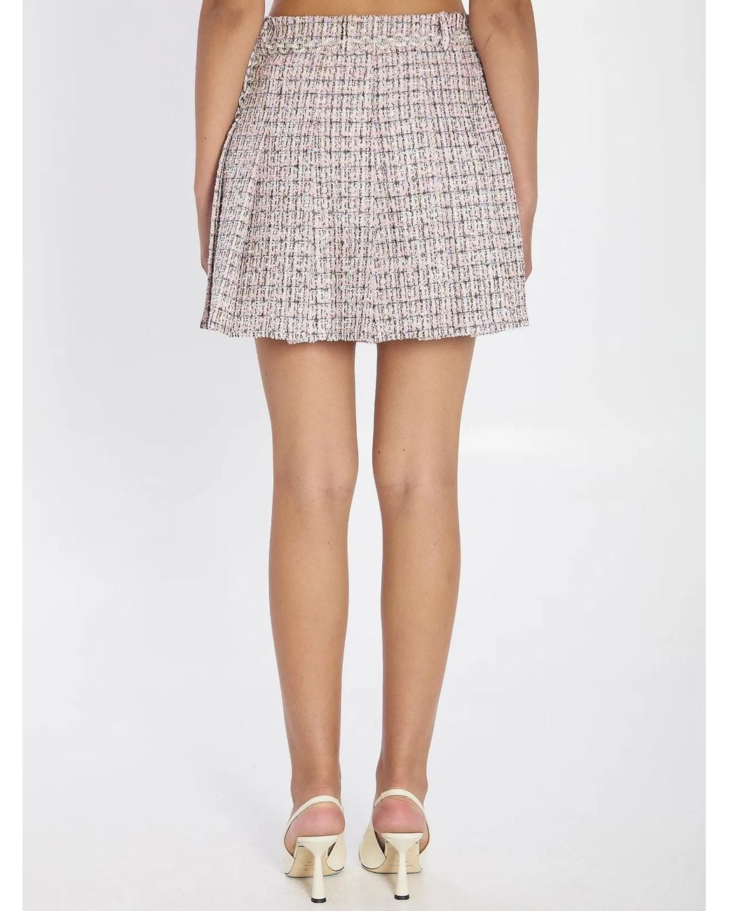 Self-Portrait White Self Portrait Pleated Skirt With Belt