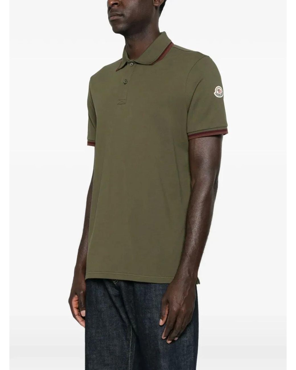 Moncler Green Premium Cotton Short Sleeve Polo For for men