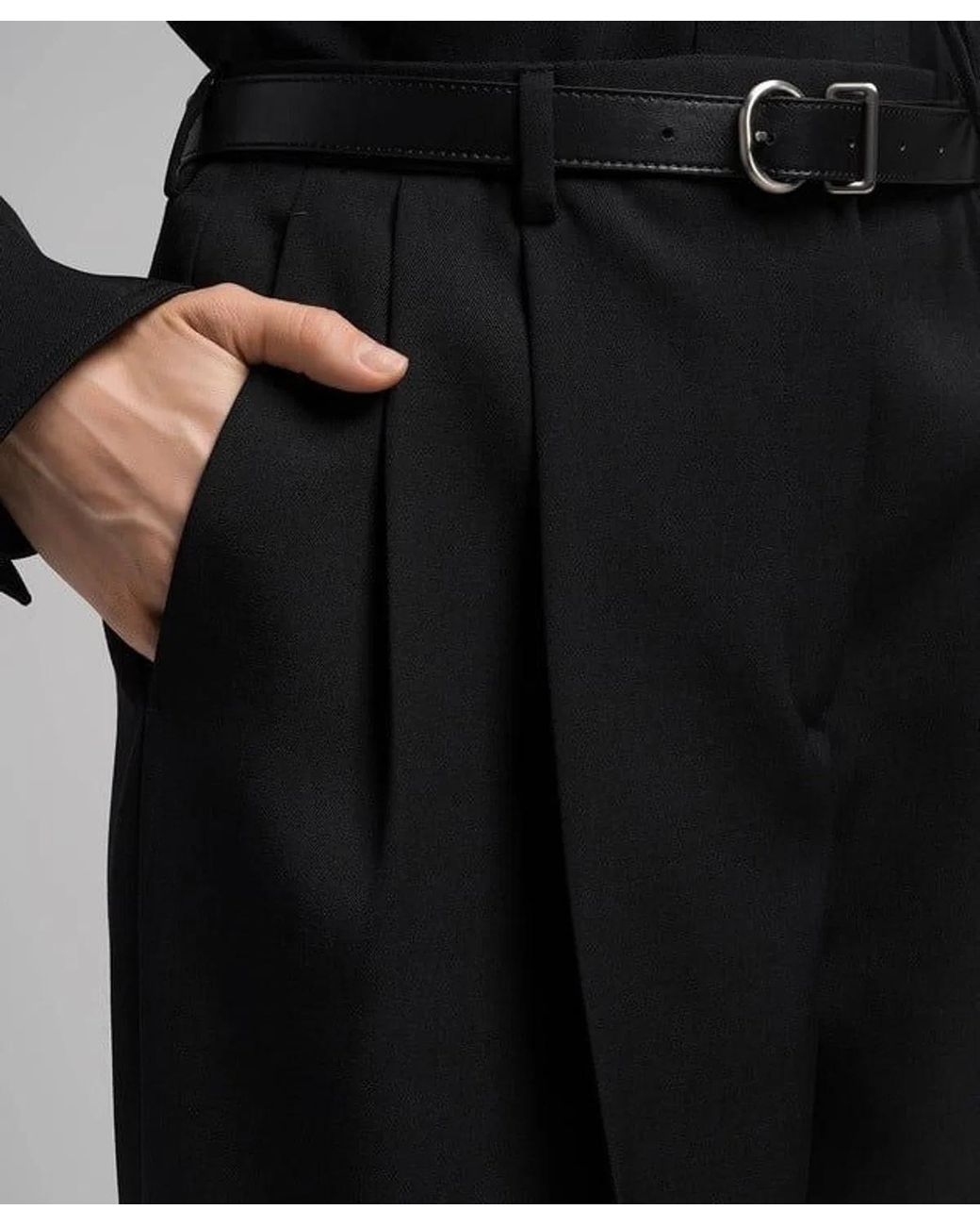 Jil Sander Blue Long Relaxed Wide Leg Pleated Pant