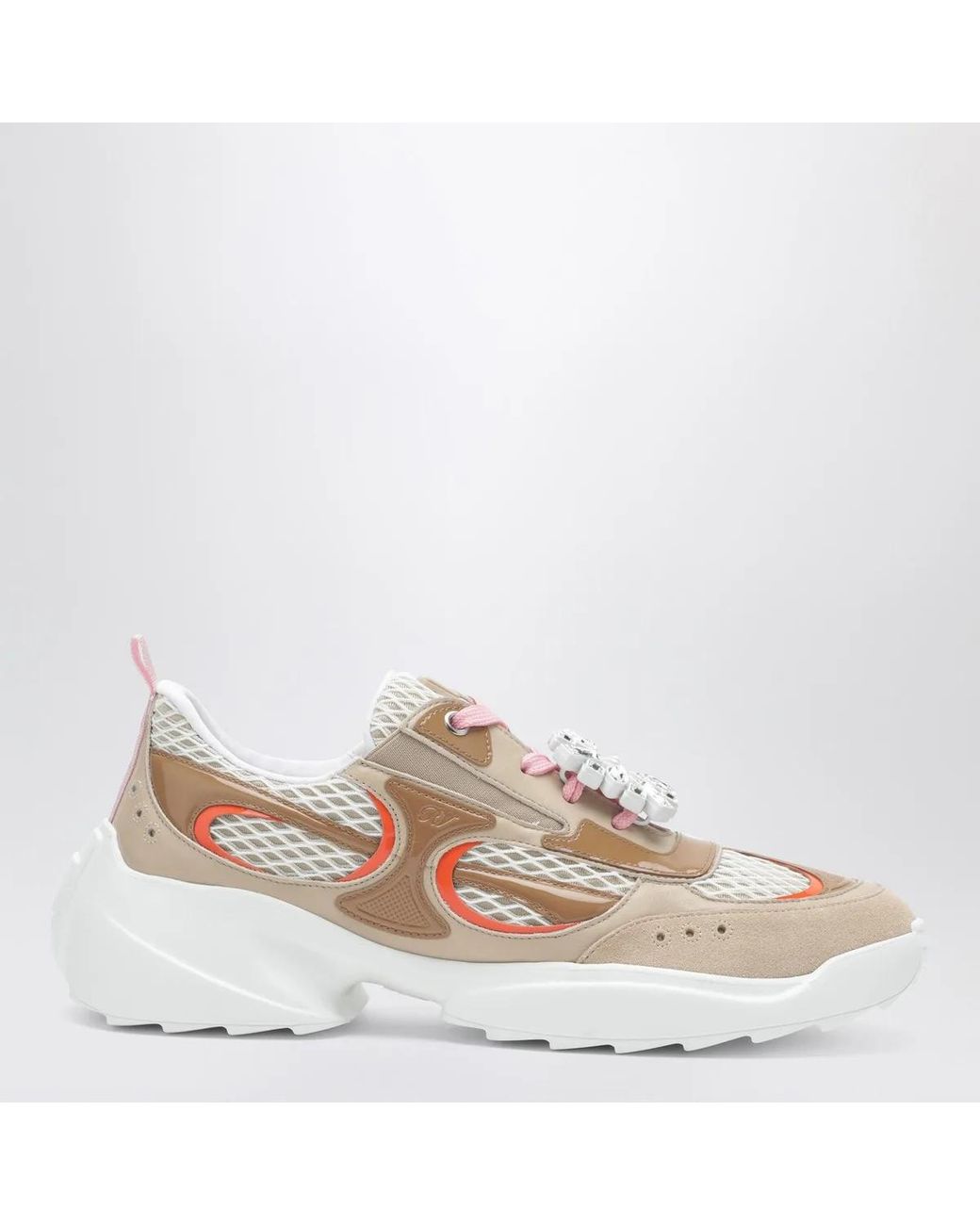 Roger Vivier Pink Viv' On The Run/ Leather And Fabric Sneaker