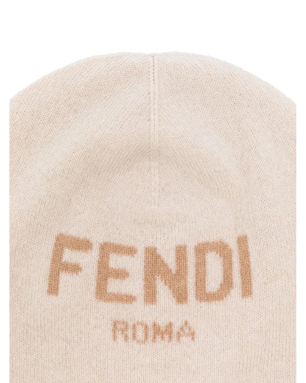 Fendi Natural Beanie Rome Cashmere Hat