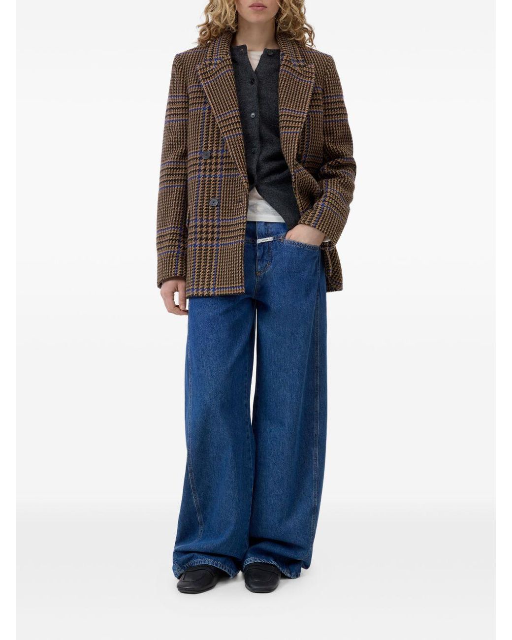 Closed Brown Wool Blend Double-Breasted Jacket