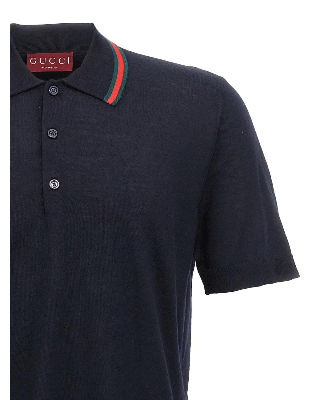 Gucci Blue Web Ribbon Polo Shirt for men