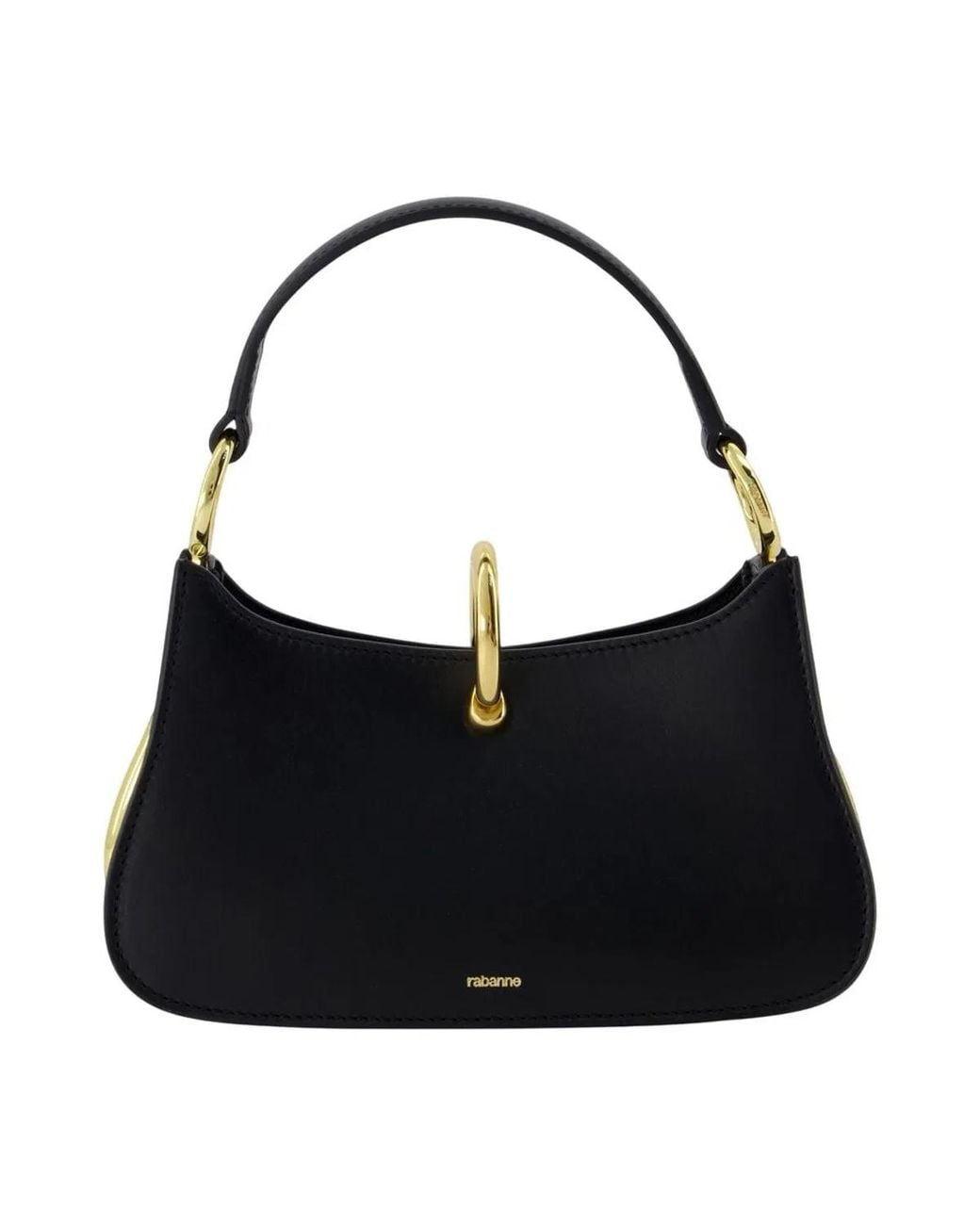 Rabanne Black Lamb Skin Calf Leather Brass Handbag