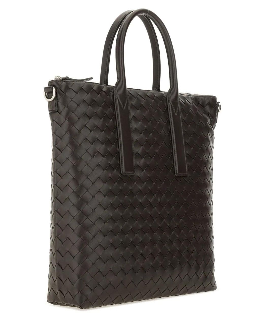 Bottega Veneta Black Intrecciato Zipped North-South Tote for men