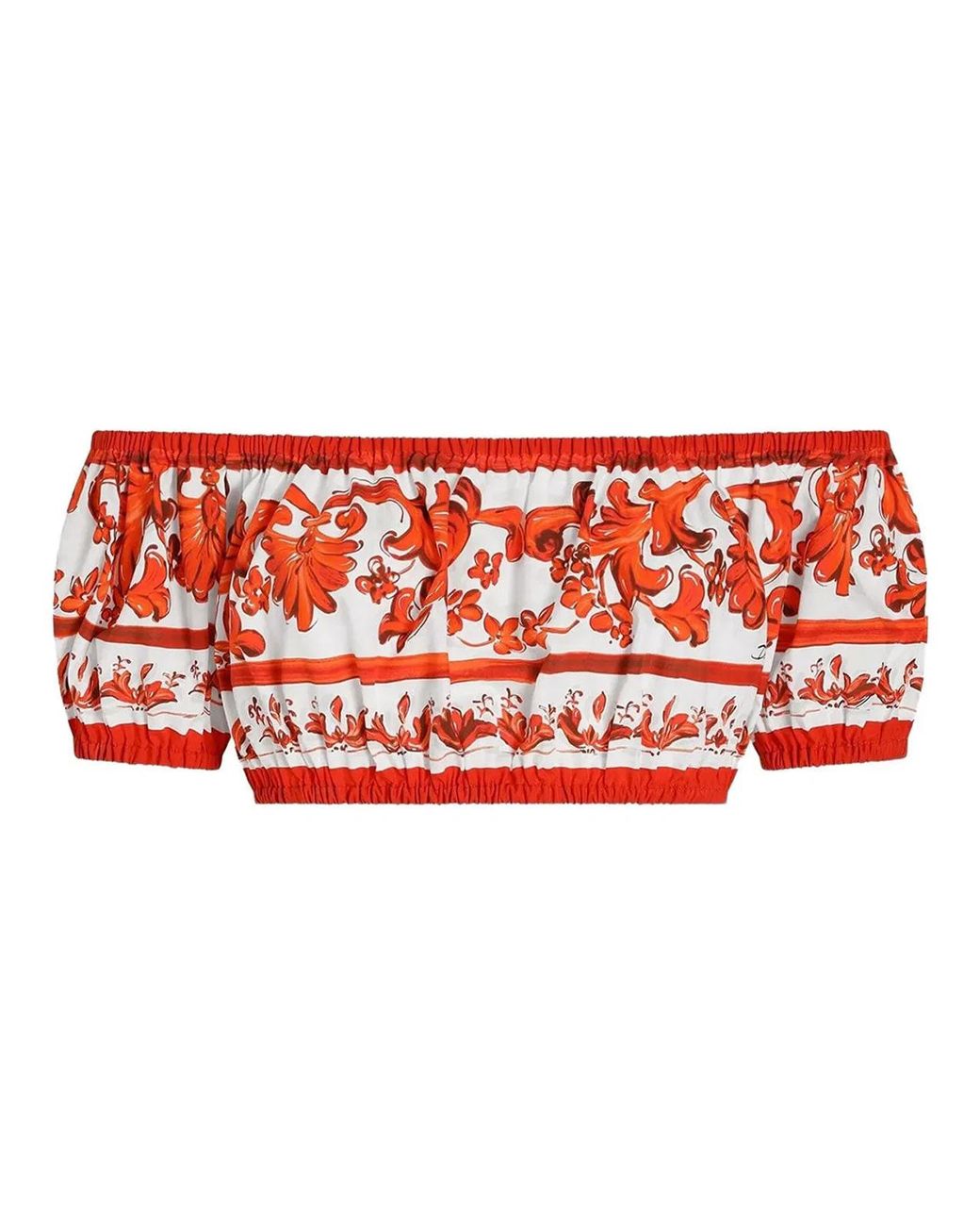 Dolce & Gabbana Red Dolce & Gabbana Maiolica Print Cotton Top