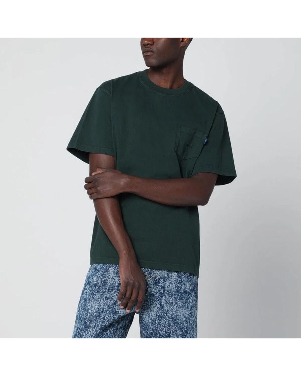 AWAKE NY Green Crewneck Tshirt With Logo for men
