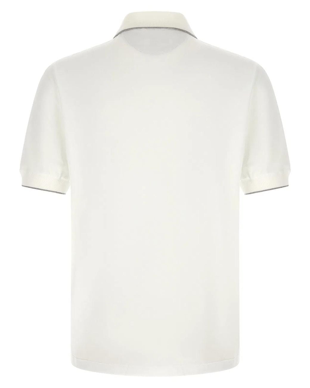 Brunello Cucinelli White Techno Piquet Polo Shirt for men