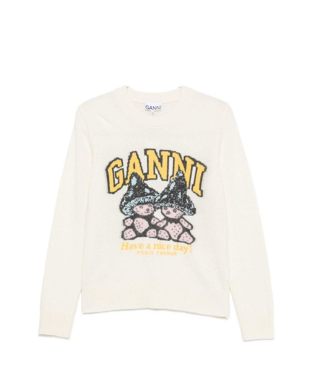 Ganni White Wool Sweater