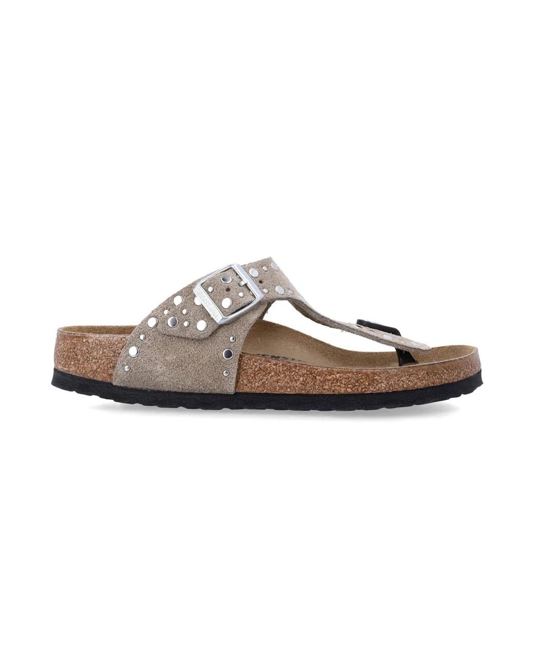 Birkenstock White Gizeh Rivet Border Sandals