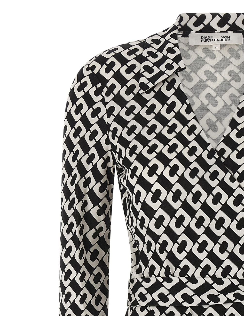 Diane von Furstenberg Black Printed 'New Jean' Dress