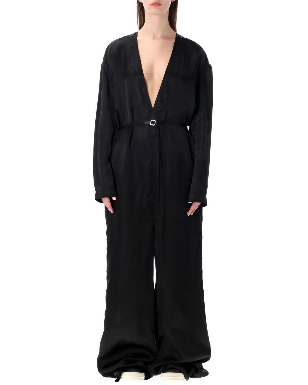 Rick Owens Black Ls Long Satin Jumpsuit