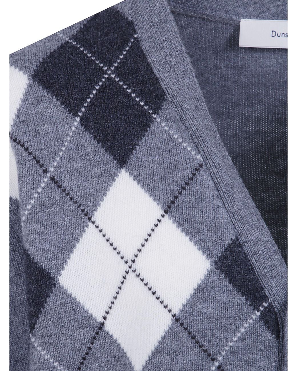 DUNST Blue V-Neck Argyle Cardigan for men