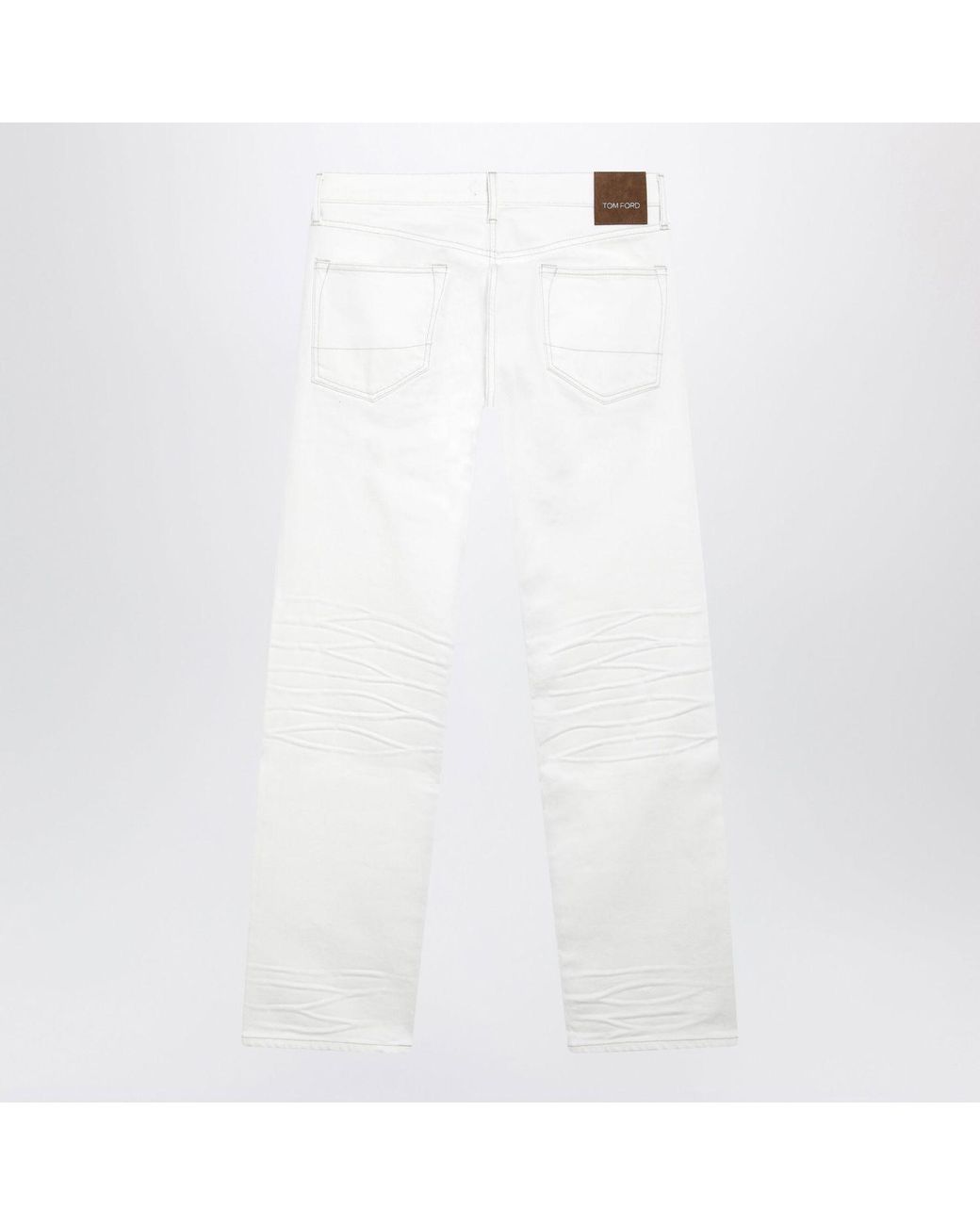 Tom Ford White Jeans With Bikereffect Details for men