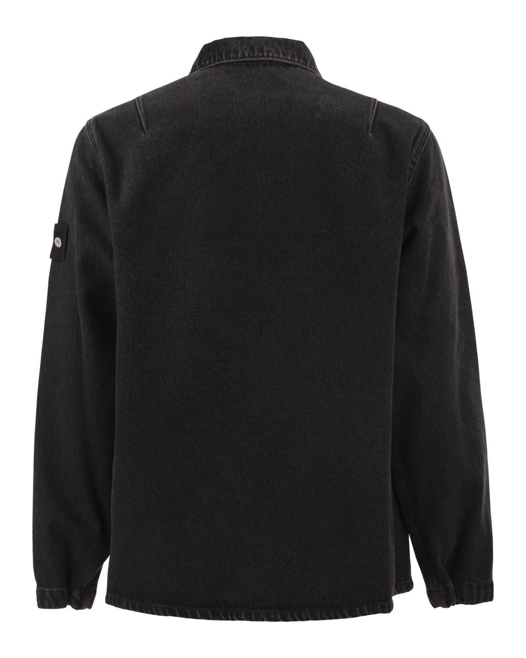 Stone Island Black Denim Jacket With Zip Fastening for men