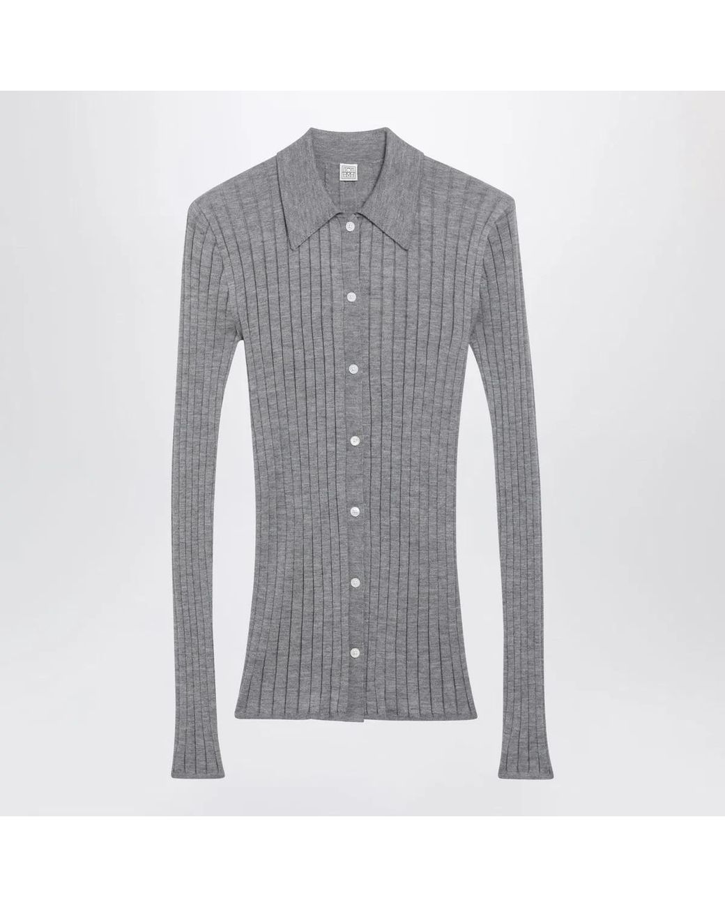 Totême Gray Slim Ribbed Shirt