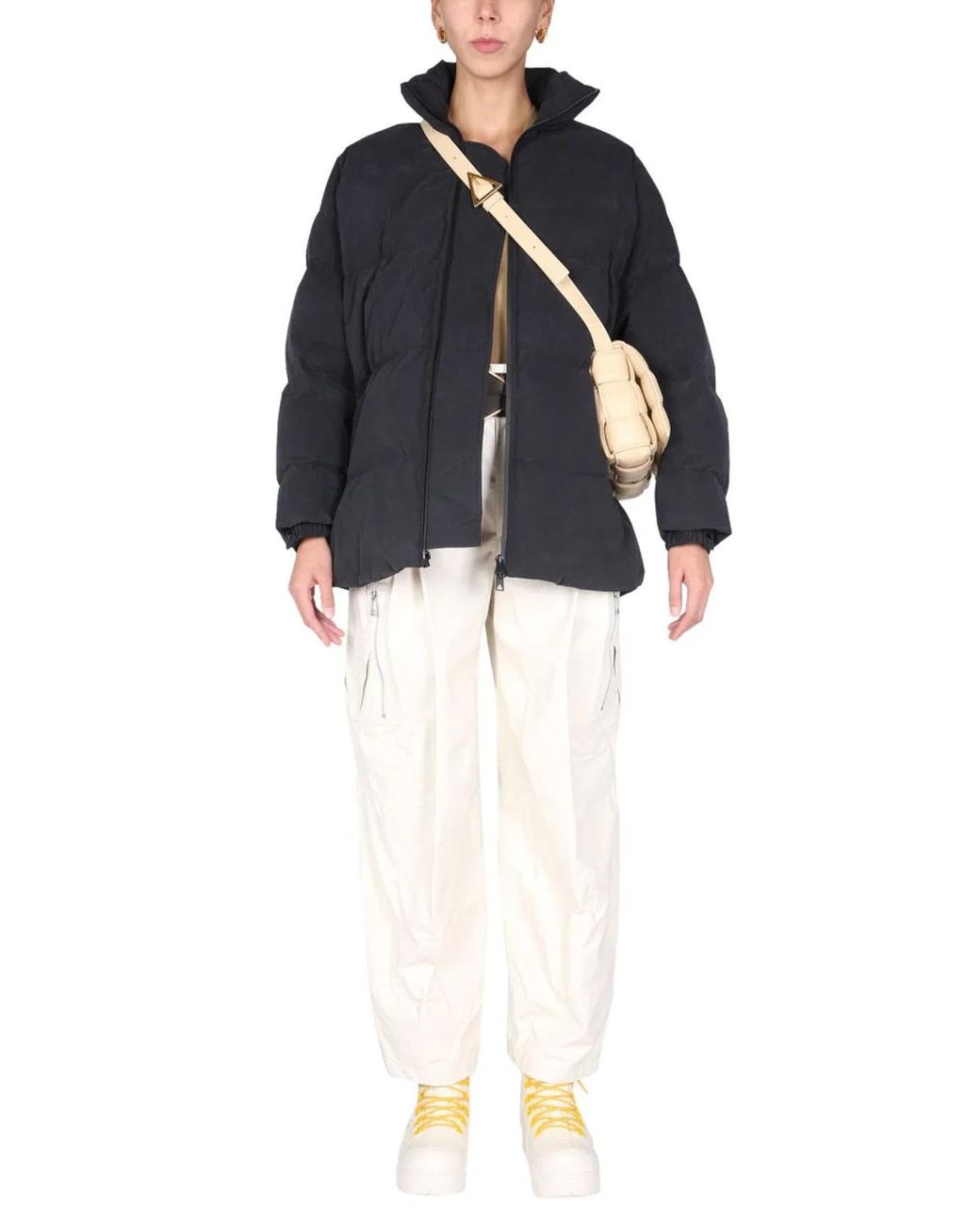 Bottega Veneta Blue Satin Poplin Hooded Down Jacket