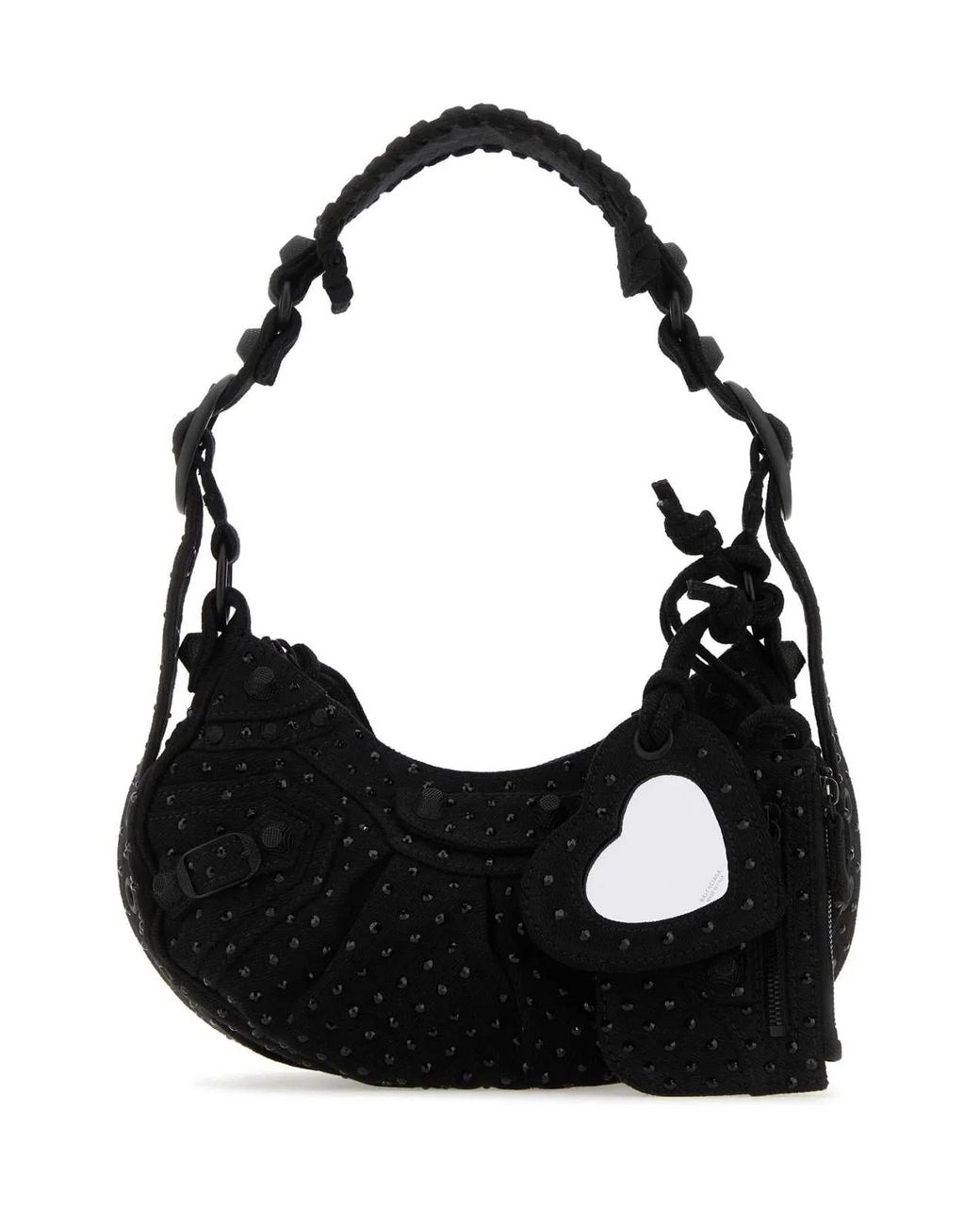 Balenciaga Black Mini Rhinestone Crossbody Handbag