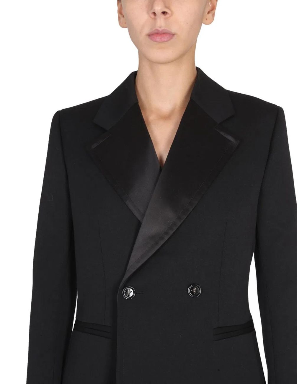 Bottega Veneta Black Wool Jacket With Satin Lapels