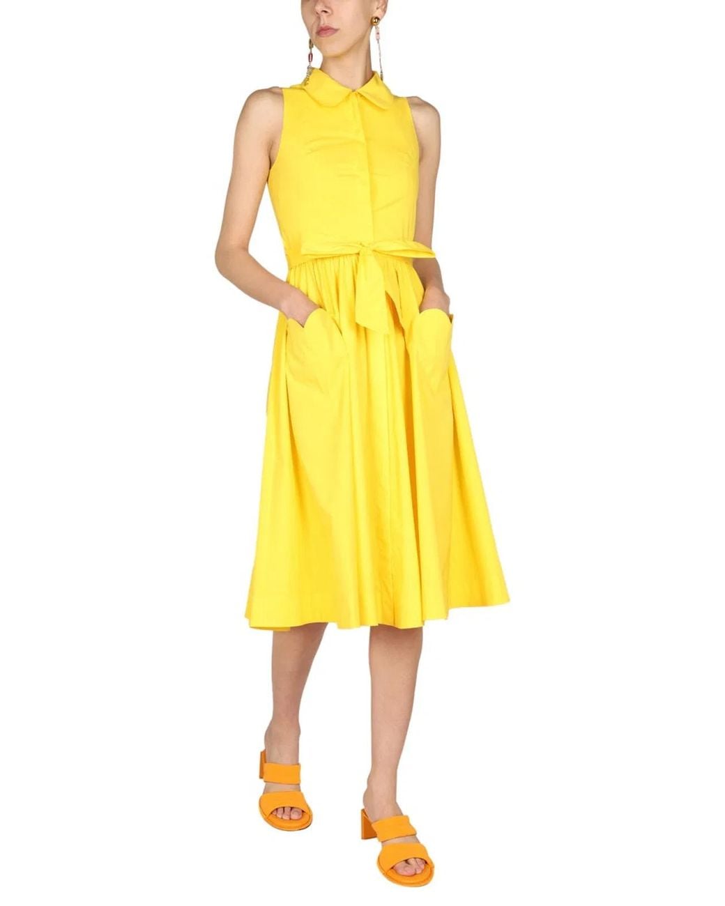 Moschino Couture Yellow Heart Pockets Dress