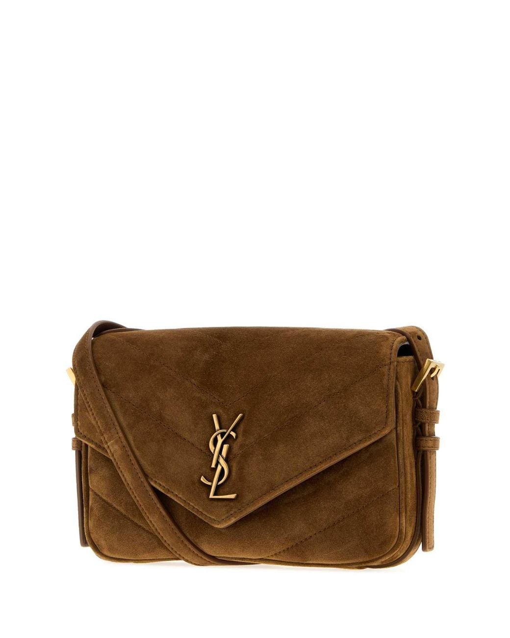 Saint Laurent Brown Mini Loulou Toy Suede Crossbody Handbag, 21Cm Width