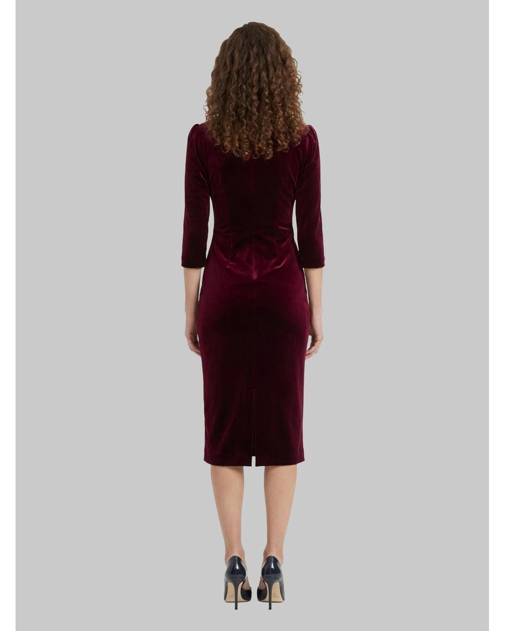 SUTTON NEW YORK Red Bordeaux Velvet Midi Dress