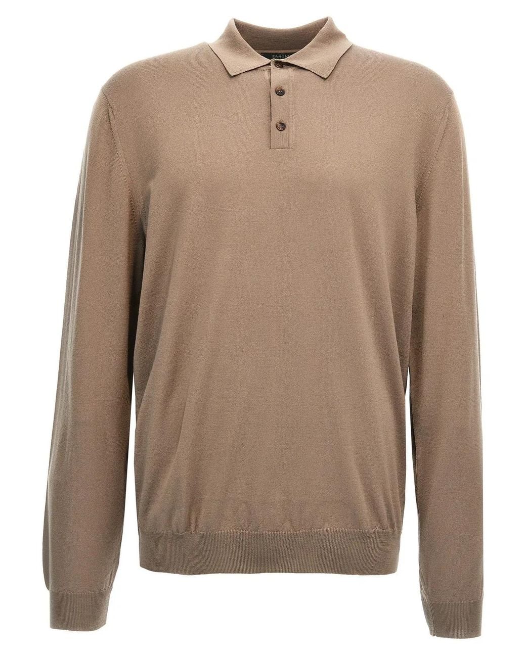 Zanone Brown Virgin Wool Polo Shirt for men
