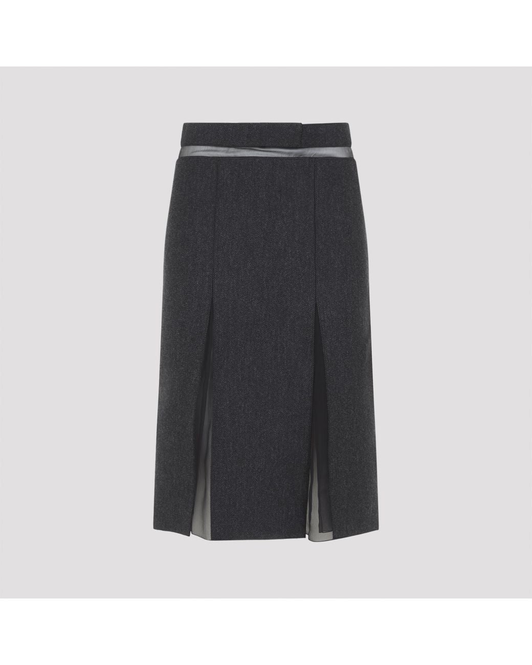 Prada Gray Ardesia Wool Skirt