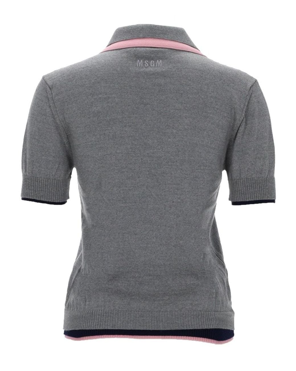 MSGM Gray Solid Shirt Collar Polo