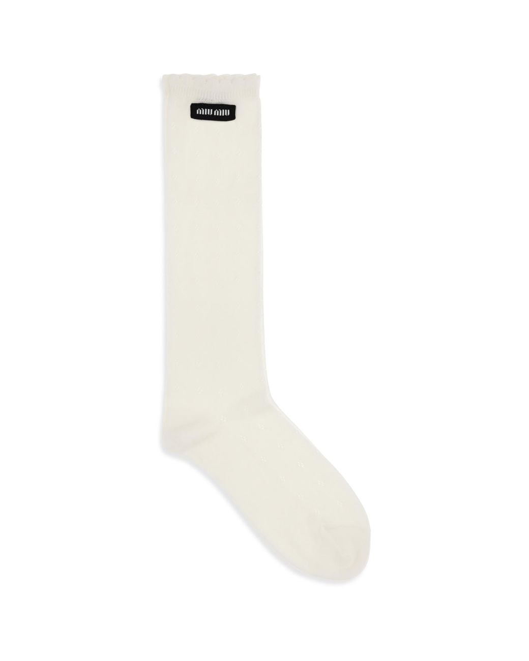 Miu Miu White Cotton Pointelle Socks