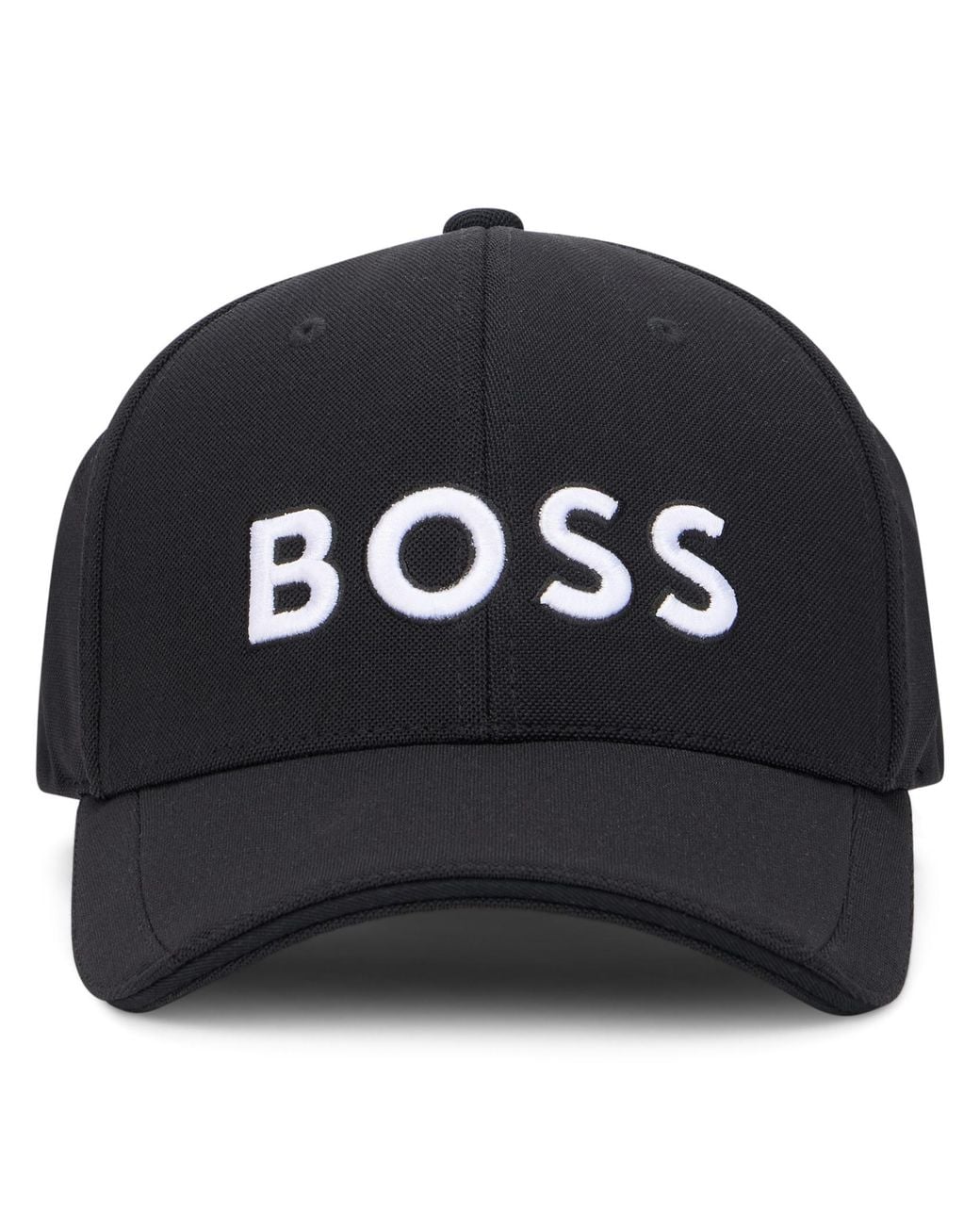 Boss Black Cap With Visor Polyester Hat for men