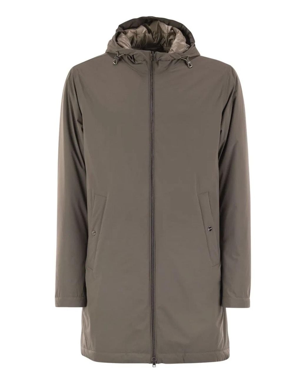 Herno Brown Long Nylon Jacket for men
