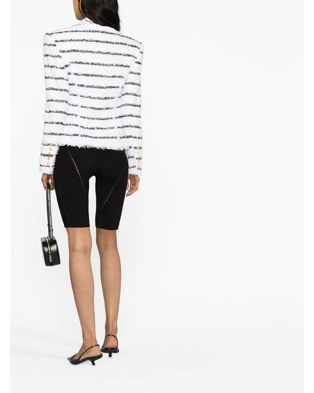 Balmain Gray Striped Tweed Jacket