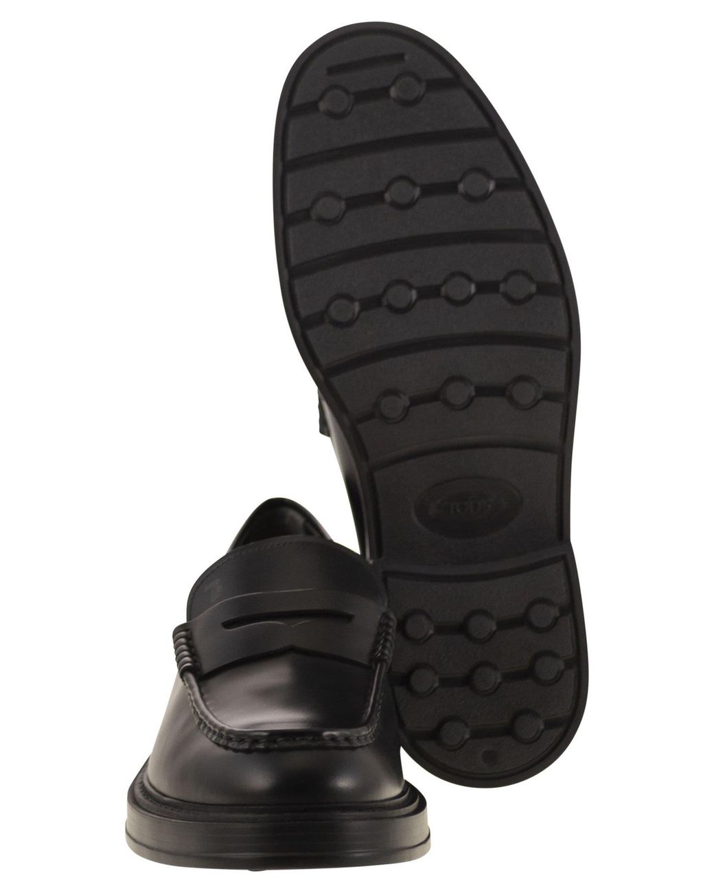 Tod's Black Leather Loafers for men