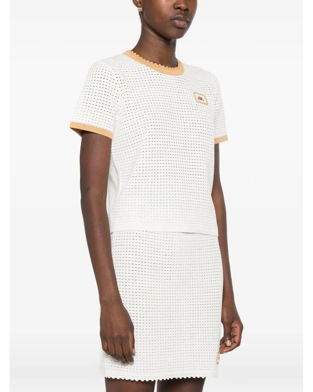 Casablanca White Logo-Patch T-Shirt