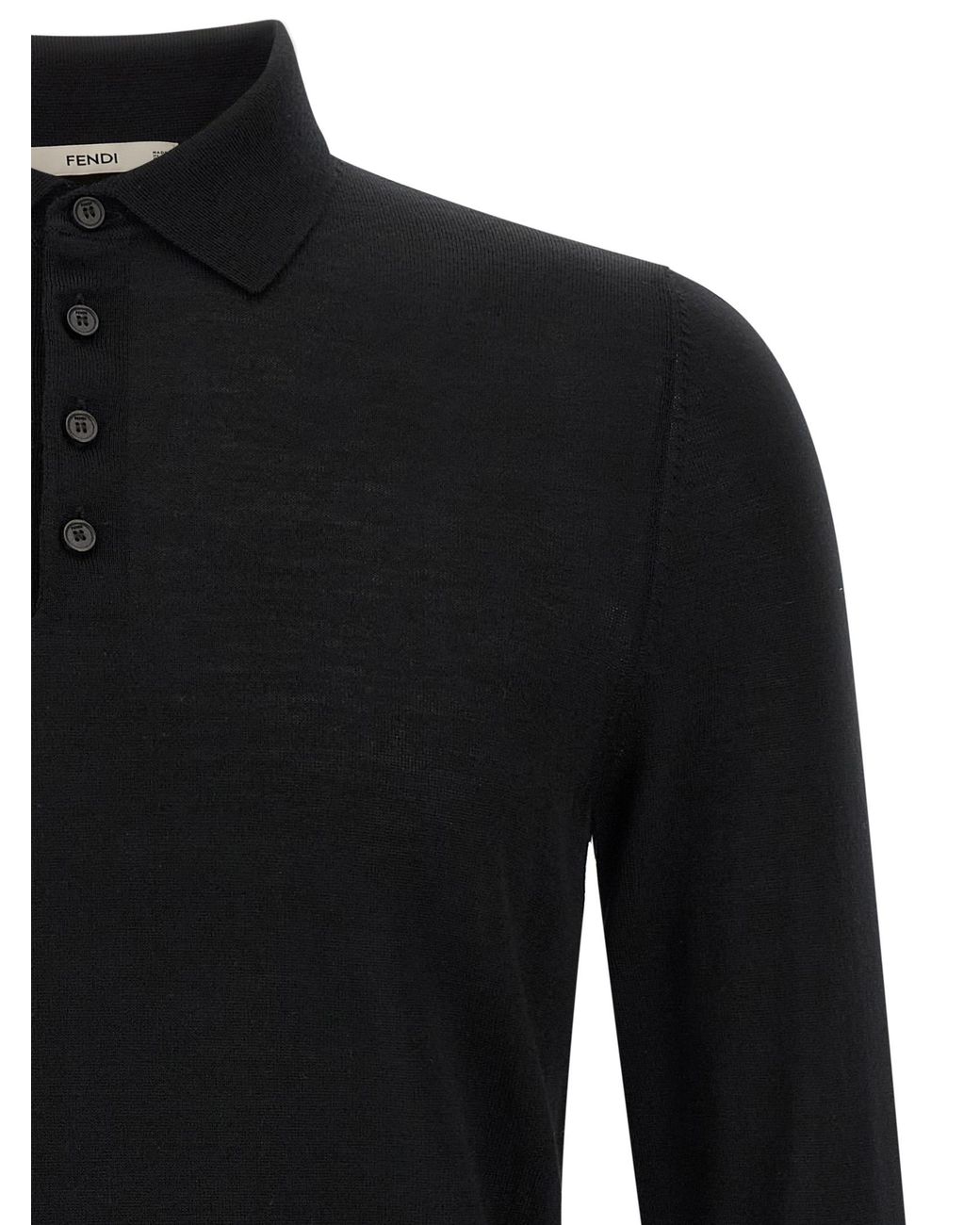 Fendi Black Stitching Polo Shirt With Visible Thread for men