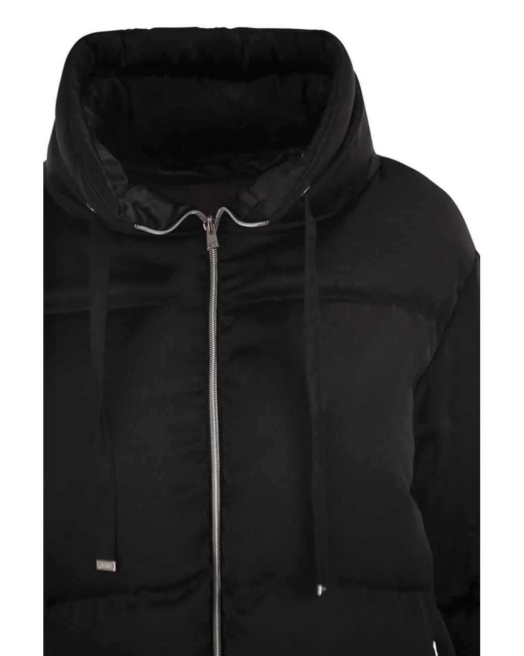 Herno Black High-Neck Down Jacket With Drawstring Collar