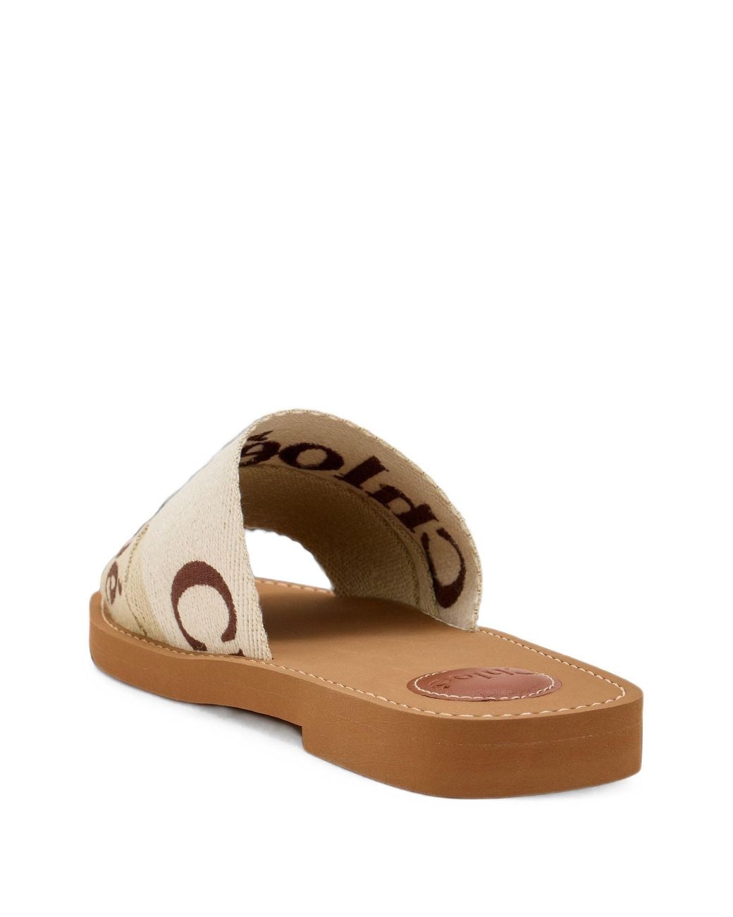 Chloé White Woody Logo-Embroidered Sandals