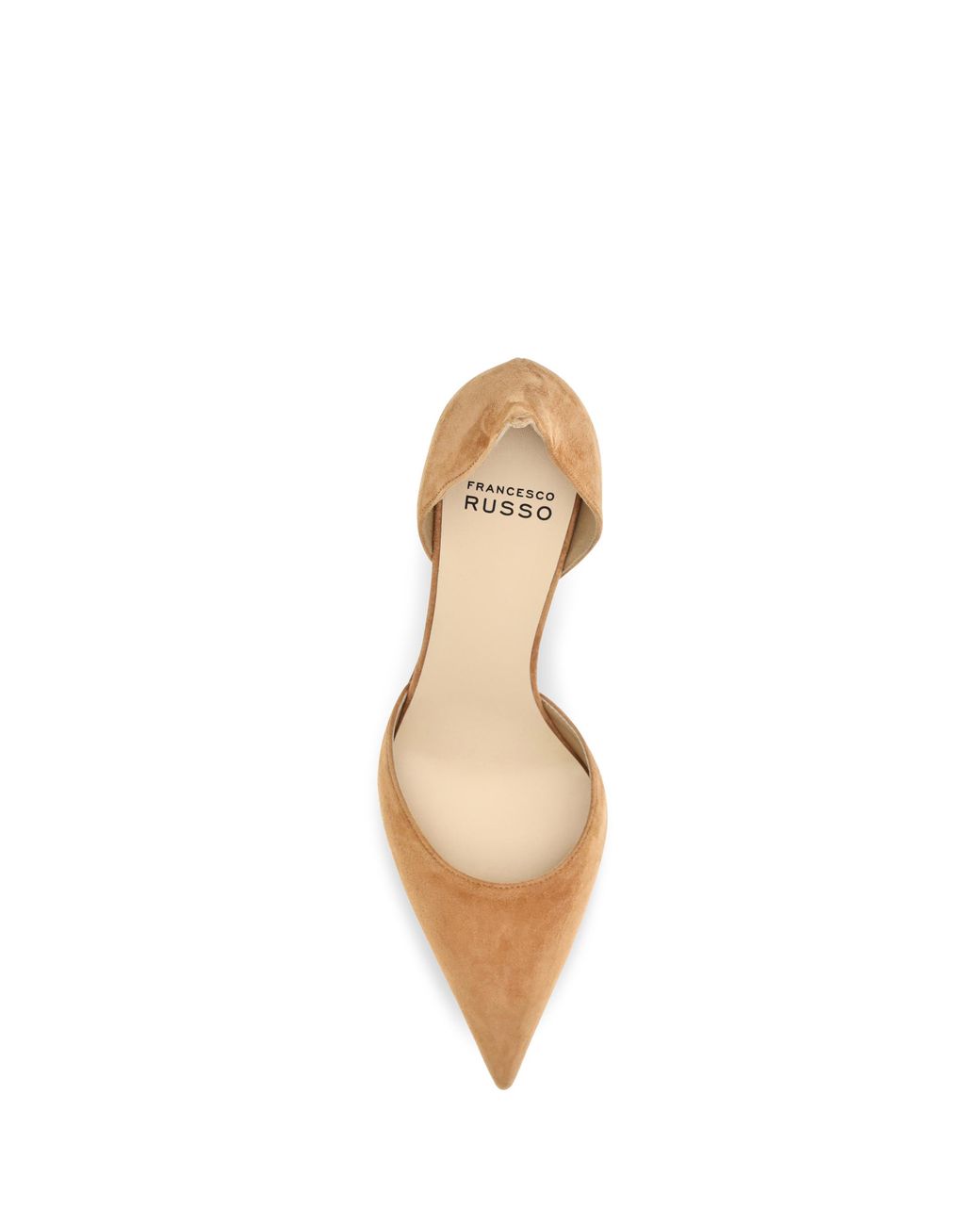 Francesco Russo White Dorsay Flame Suede Pumps
