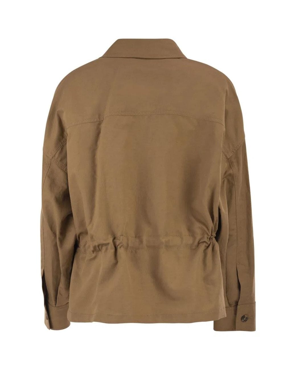 Weekend by Maxmara Brown Wkdvettura – Short Cotton And Linen Jacket With Drawstring