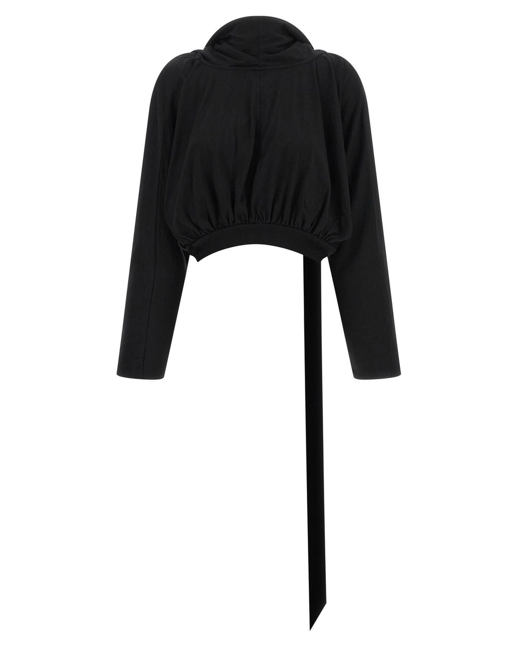 Rick Owens Black 'Cropped Hooded Top' Long Sleeve Sweater