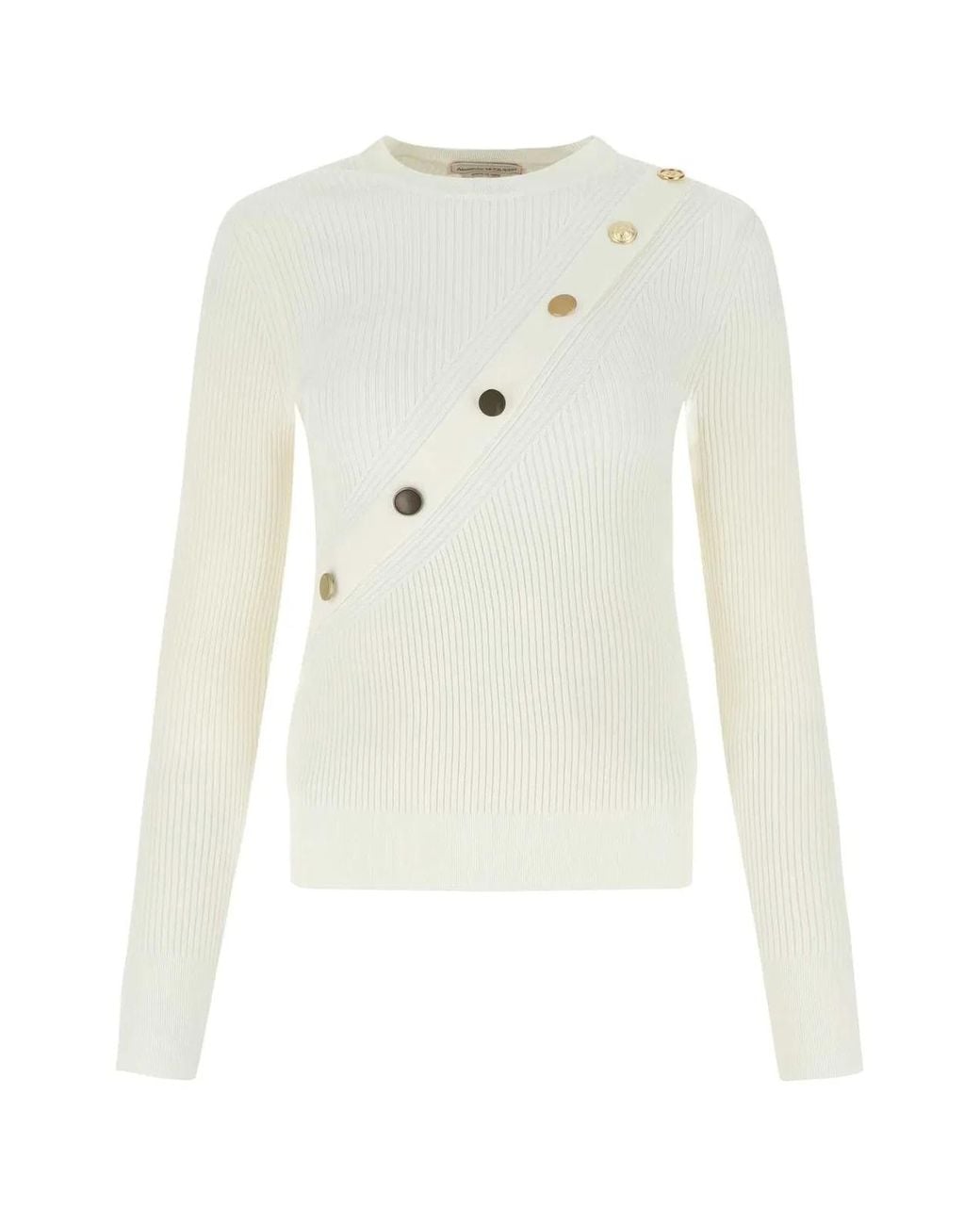 McQueen White Ivory Stretch Viscose Sweater