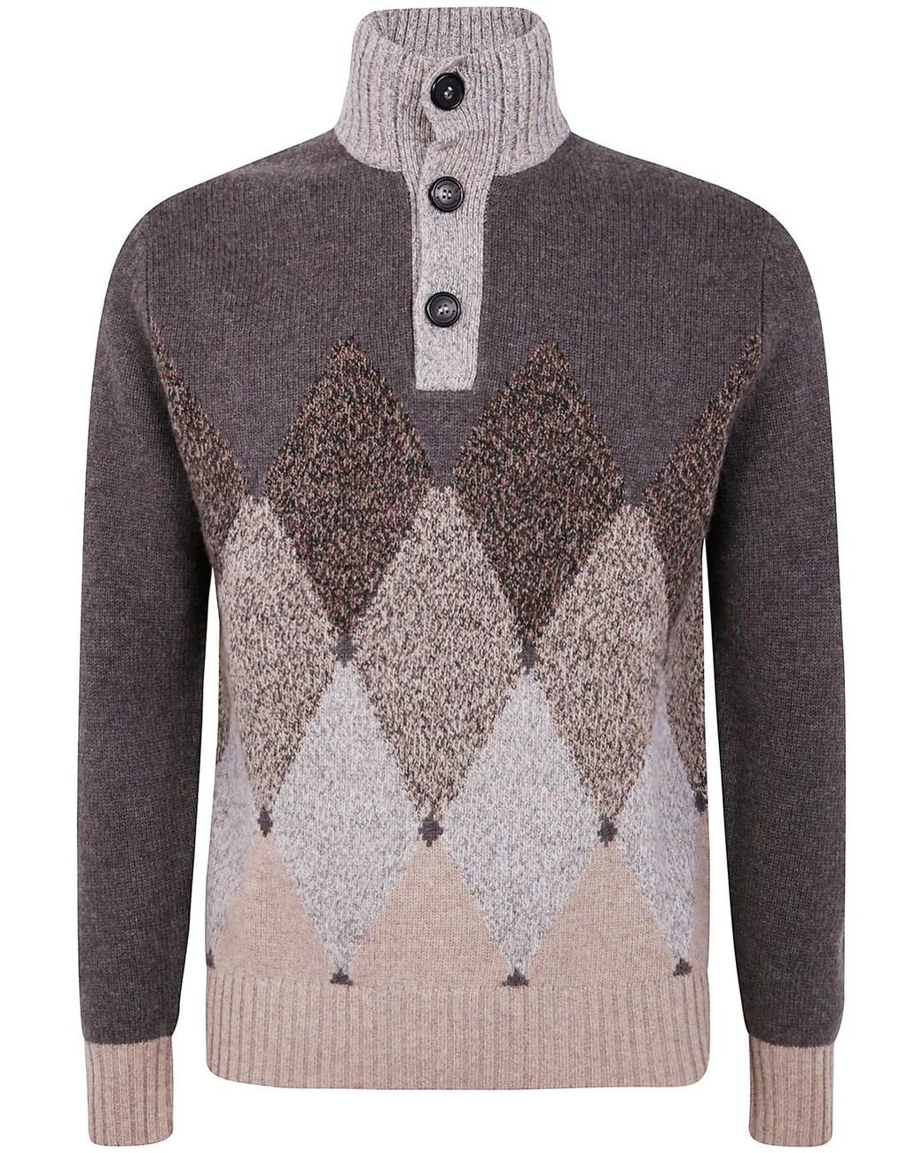 Ballantyne Brown T Neck Pullover Button for men