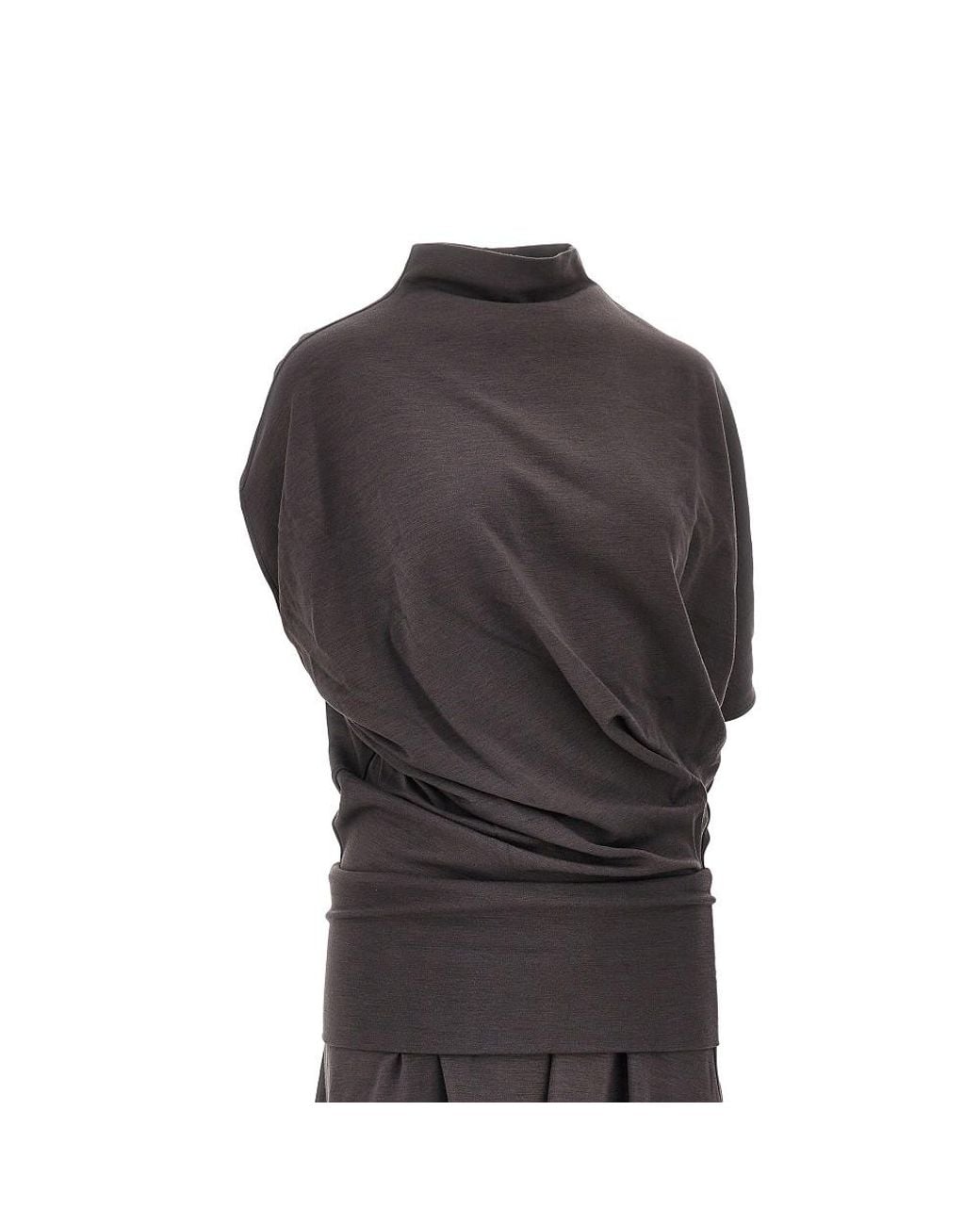 Lemaire Black Twisted Wool-Blend Jersey Dress