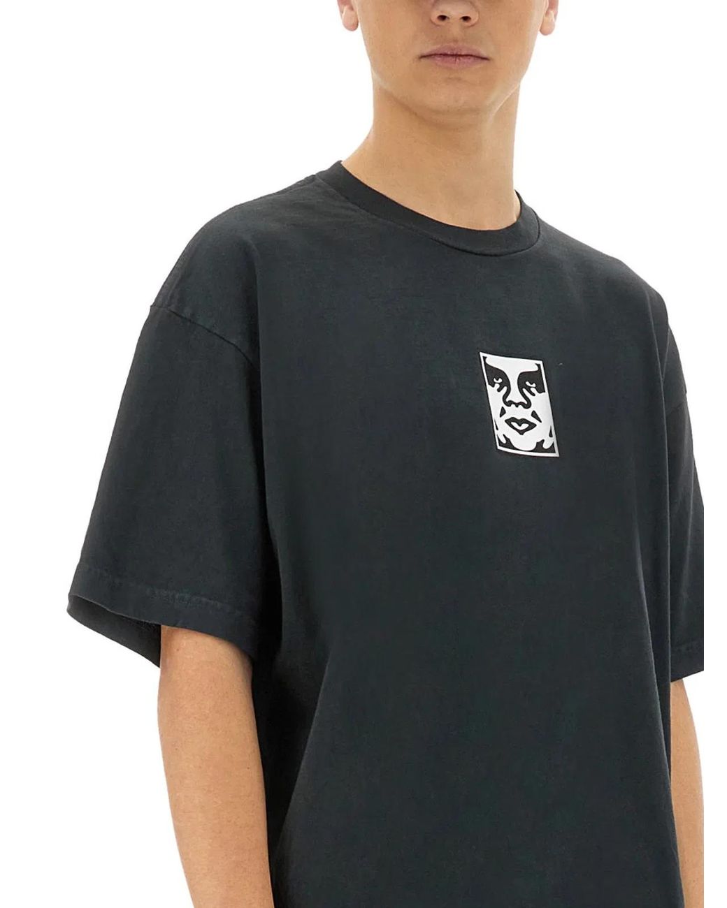 Obey Black Cotton T-Shirt for men