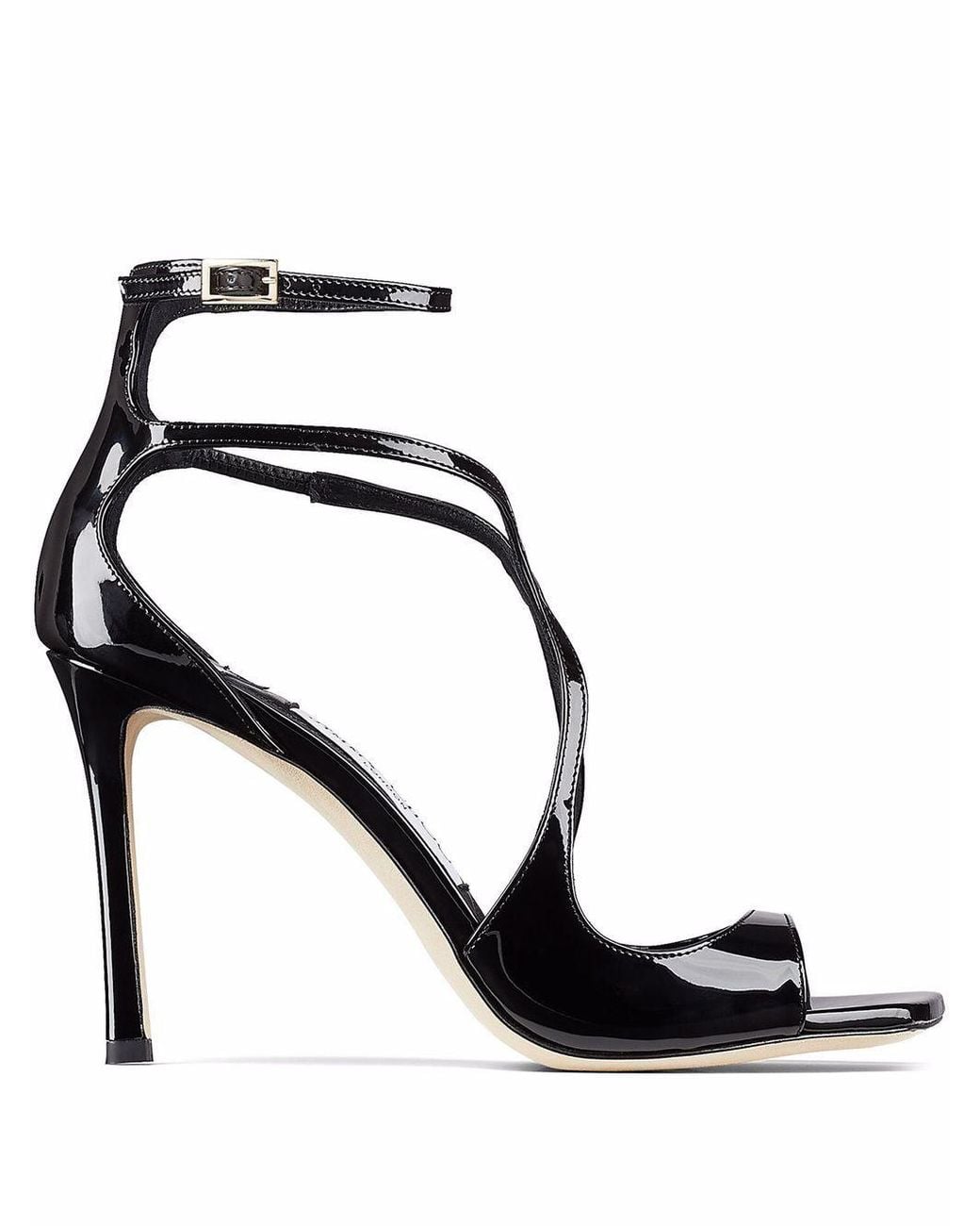 Jimmy Choo Black Azia Patent Leather Sandals