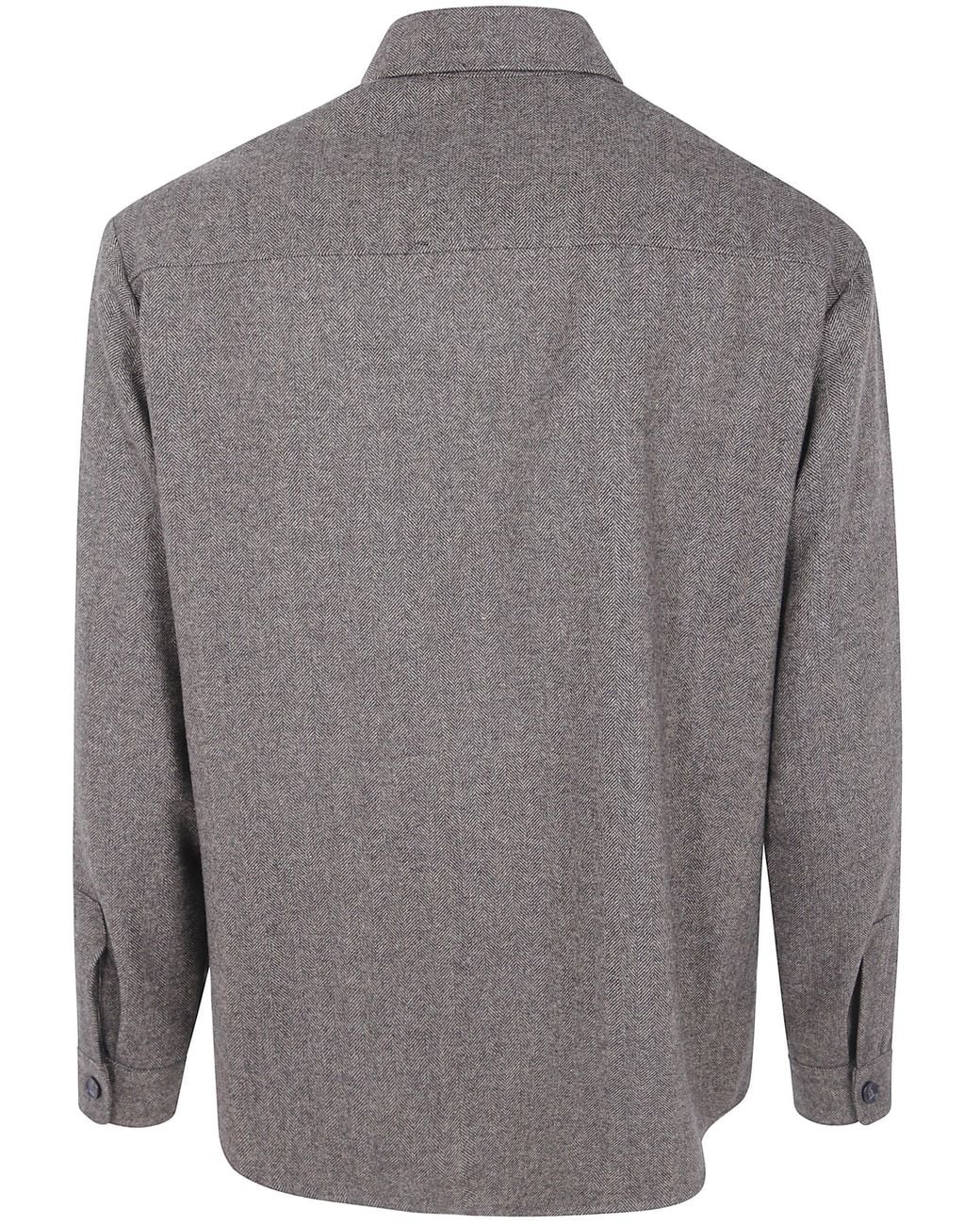 Cruna Gray "Osaka" Overshirt With Buttoned Chest Patch Pockets for men