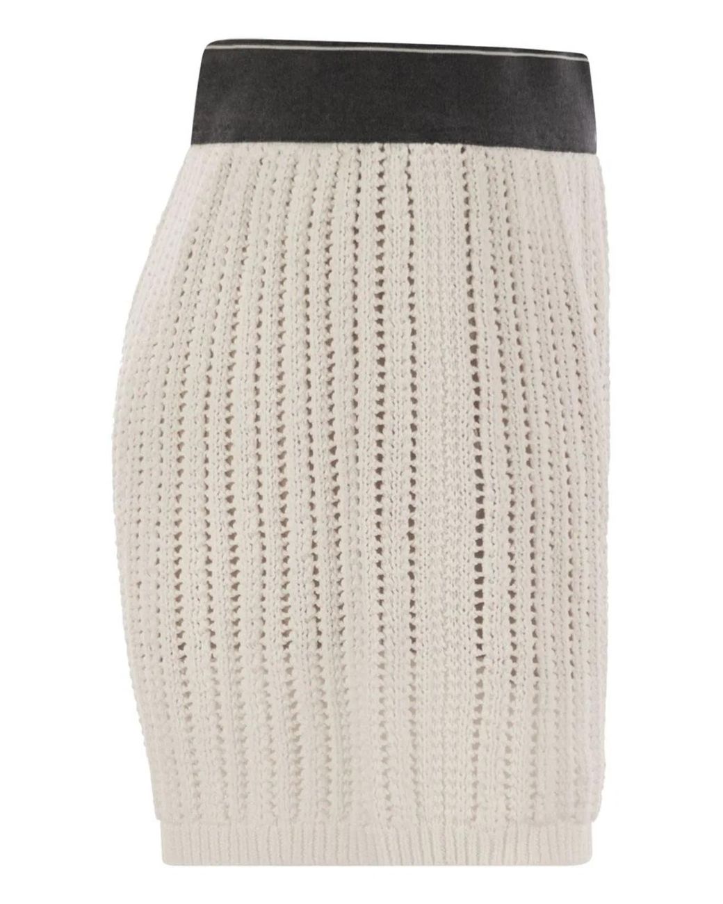 Brunello Cucinelli White Cotton Net Knit Shorts